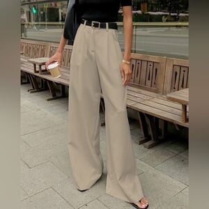 116 Solid Wide Leg Pants Without Belt